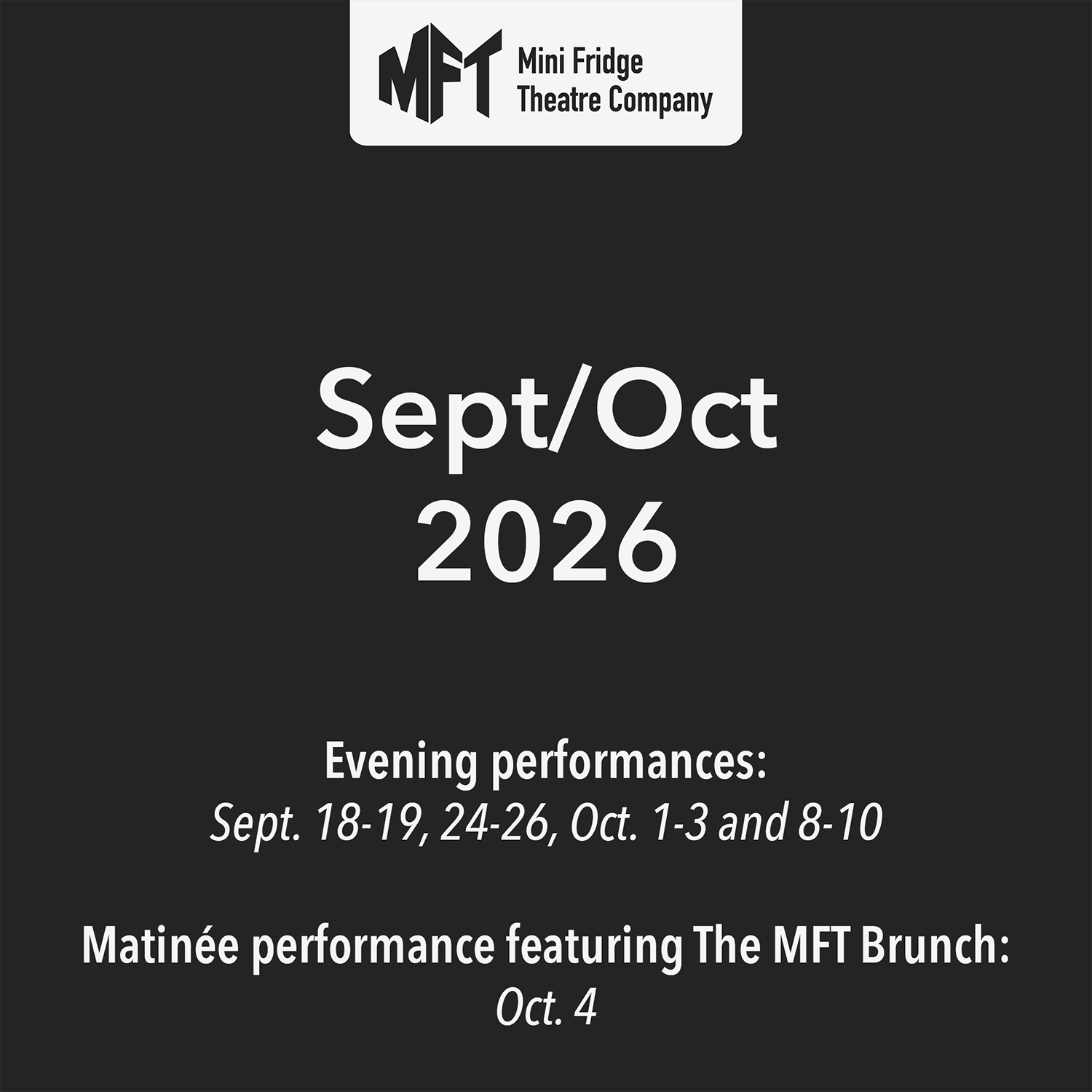 Sept 2026 Show Dates